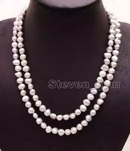 Fashion Natural Gray 8-9mm Baroque freshwater pearl Long 40" necklace-nec6157 - Picture 1 of 5