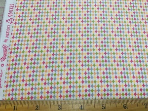 Cotton Fabric 30s Repro Pink Green Yellow Diamonds SPRING CHICKEN Moda FQ - Picture 1 of 2