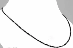 Certified Natural 15.00ct Cut Black Diamond Bead Necklace 20 Inches Anniversary - Picture 1 of 3