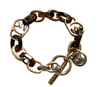 Michael Kors Faux Tortoise Toggle Link Bracelet Goldtone 8.5" Michael Kors Logos