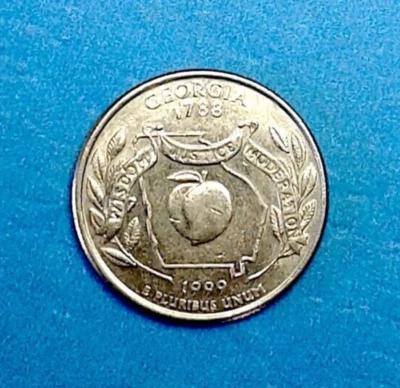 1999-D- GEORGIA STATE QUARTER FROM A US MINT ROLL C- NGC PRICE CHARTS  (G) - Image 1 of 4