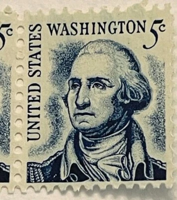 Vintage Three (3) Unused George Washington 5 Cent Blue US 1967 Postage Stamps - Image 1 of 4