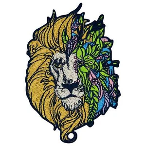 Lion Flowers Embroidered Iron Sew On Clothing Patch transfers Badge appliques - Picture 1 of 4