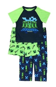 Minecraft Boy's Gaming Creeper Mob 3-Piece Pajama Set, Size 6 - Picture 1 of 3