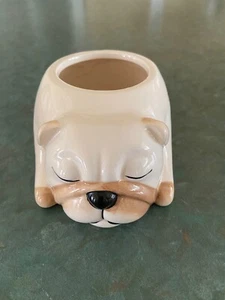 Ceramic Sleeping Bulldog Succulent Planter - Picture 1 of 4