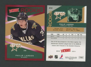 2010-11 Upper Deck Victory Red Philip Larsen #214 Rookie RC MINT