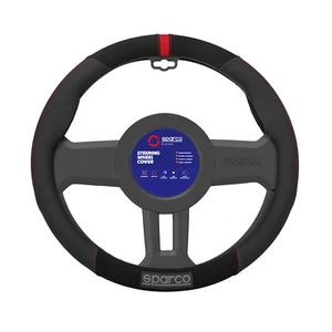 SPARCO Lenkradbezüge Lenkradschoner Lenkradschutz Schwarz Rot Gummi Suede - Bild 1 von 8