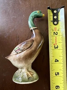 Vintage Mid Century Mallard Duck Ceramic Figurine Hand Painted Made In USA 5” - Picture 1 of 7