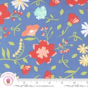 Moda SUNWASHED 29160 20 SKY BLUE Coral Floral COREY YODER Quilt Fabric - Picture 1 of 6