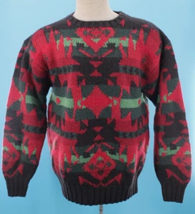 VTG Men's / Unisex 90s Red Southwest Print Ralph Lauren Wool Sweater Sz L 1990s - Picture 1 of 8
