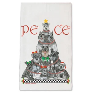Schnauzer Albero della Pace Asciugamano da Cucina Natale Regali per Animali Domestici - Foto 1 di 1