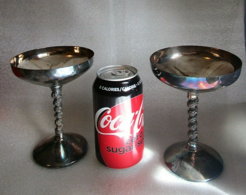 De colección Abedules 🍇 Plateado Champagne Cupé Platillo Vasos GRAPE VID TWIST TALLO 🍾 Foto 1 de 4