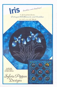 Sylvia Pippen Designs ~ IRIS ~ aus Achteck Wildblumen & Sashiko ~ 13,5 x 13,5" - Bild 1 von 5