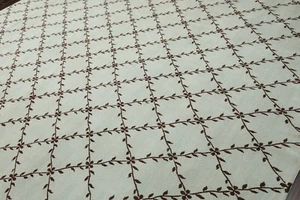 9' x 11'10'' Hand Knotted Tibetan 100% Wool Trellis Oriental Area Rug Sea Foam - Picture 1 of 9