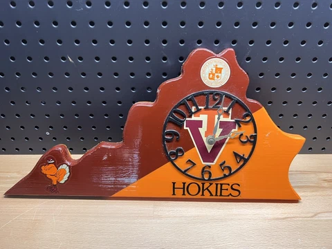 Virginia Tech University Shape Of State Clock Battery Operated Hokies Cover