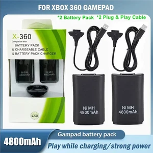 2x Rechargeable Battery Pack Charger Cable Dock For Xbox 360 Wireless Controller - Picture 1 of 13
