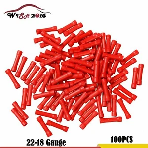 Conectores a tope de cable calibre 100X 22-18 vinilo AWG Ga terminales de radio de coche rojo - Imagen 1 de 8