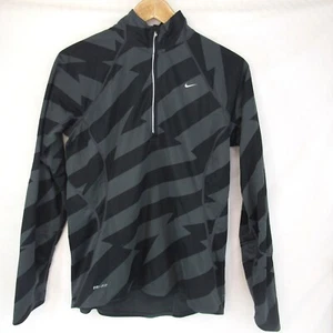 Nike Dri-Fit Long Sleeve 1/4 Zip Pullover Gray Black Geometric Women's Size M - Picture 1 of 10