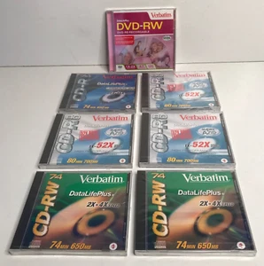 Verbatim CD-R - CD-RW DVD-RW Recordable Discs 2000 2003 Sealed x 7 Bundle - Picture 1 of 4
