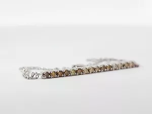 Certified 14k White Gold Natural Fancy Mix Colored Diamond Tennis Bracelet AIG - Picture 1 of 7