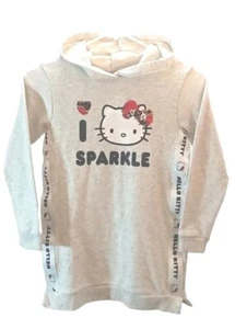 Hello Kitty Sweatshirt Hoodie Girls Size 7 Gray Sequins Long Sleeve - Picture 1 of 9