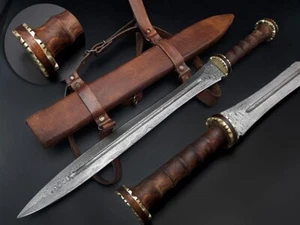 Roman Gladius Historical Custom Handmade Damascus Steel Blade, Gladiator Sword - Picture 1 of 5