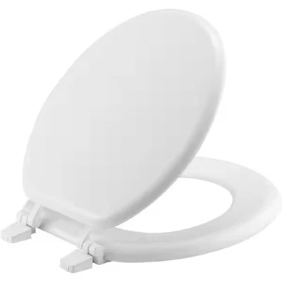 NEW Round Closed Front Enameled Wood Toilet Seat in White Durable & Wood Finish - Image 1 of 4