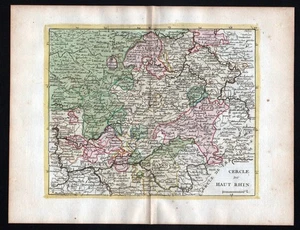 1759 Oberrhein Rhein Darmstadt Karte map Kupferstich antique print Le Rouge - Picture 1 of 1
