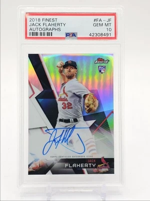 JACK FLAHERTY 2018 TOPPS FINEST ROOKIE REFRACTOR RC AUTO PSA 10 Q2011 - Image 1 of 2