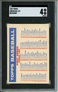 Checklist 1/2 Big Blony 1957 Topps #1/2 SGC 4 - Bild 1 von 2