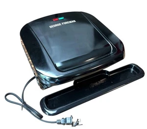 George Foreman Grill Black 4 Serving Removable Plate Panini Grill New Open Box - Picture 1 of 13