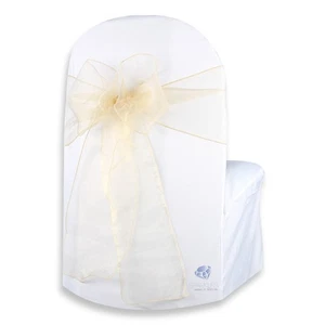 150 pcs Organza Chair Cover Bow Sash 108"x8" - Champagne - Wedding Party cj - Picture 1 of 5