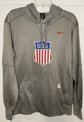 Sudadera con capucha de hockey de EE. UU. para hombre gris medio Dri-Fit Therma PO deportes de invierno Nike Pullover Foto 1 de 4