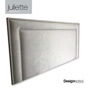 JULIETTE CHROME Stud Upholstered Bedhead for Super King Size Ensemble - Picture 1 of 6