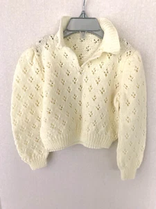 New Handmade Knitted Toddler Pullover Sweater Top Creme White Long Sleeves - Picture 1 of 19