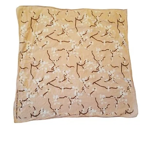 Cherry Blossom Handkerchief Cotton Scarf Peach Floral Print Decorative Accessory - Picture 1 of 5