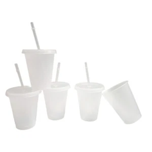 475ml Straw Mugs Cup With Lid Water Cup Drinks Cup Food Grade PP Plastic _pw - Picture 1 of 7