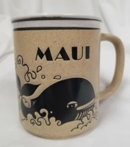 Taza de gres Maui Hawaii gráfico de ballena 8 oz café té - Imagen 1 de 10
