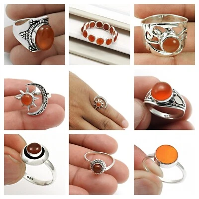 固体 925 银天然红宝石戒指 尺寸 6.5 礼品首饰 给她 — 第 1/4 张图片