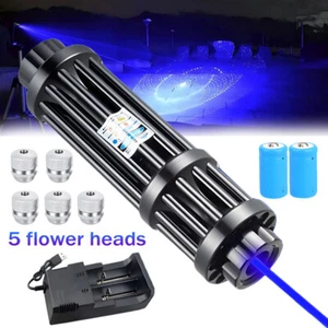 10W Adjustable Blue Burning Laser Pointer Visible Dot Torch Light Rechargeable - Picture 1 of 13