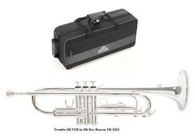 ROY BENSON TR202S SILVER TROMBA ARGENTATA IN Sib CON ASTUCCIO A ZAINO - Immagine 1 di 4
