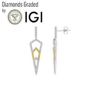 925 Silver 1.10Ct Lab Grown IGI Certified Diamond Women's Drop & Dangle Earrings - Picture 1 of 6