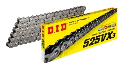 DID PRO-STREET 525 VX3 X-RING MOTORCYCLE CHAIN (RAW) 124 LINKS Clip Link - image 1 of 3