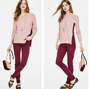 Boden Logan Side Stripe Sweater size Small Pink Burgundy