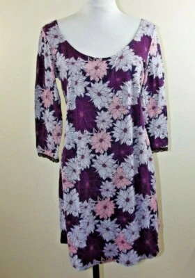 Maidenform Womens Short NIGHTGOWN - Size MEDIUM - Purple Floral Print NWT - Image 1 of 4