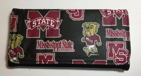 Mississippi State Bulldogs Ladies Tri Fold Wallet Removable Checkbook Holder Cover