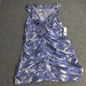 NY and Company Top Woman Small Purple Sleeveless Rayon Ruffle Casual Work Norm - Picture 1 of 11