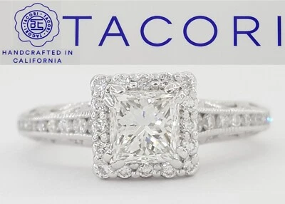 TACORI 2618PR5 Princess Cut Halo Diamond 1.26 ct Engagement Ring 18k Rt $10,690 - Image 1 of 4