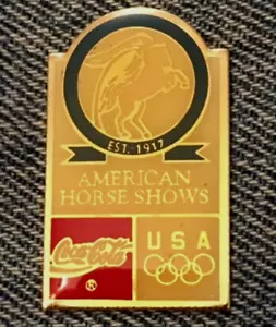 Spilla olimpica equestre~spettacoli di cavalli americani~1992 Barcellona~sponsor~Coca-Cola - Foto 1 di 2
