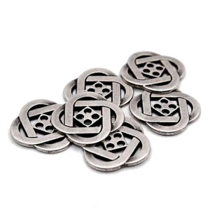 CELTIC KNOT METAL 4 HOLE BUTTONS ANTIQUE SILVER SLIM PROFILE 15mm 19mm 23mm - Picture 1 of 3